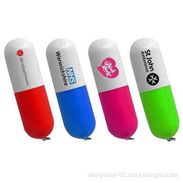 Pill USB Drives, Good for Promotions, USB2.0/3.0, 64MB to 32GB Capacity, OEM/ODM Orders Accepted